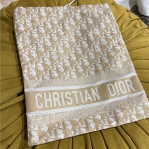 Christian Dior Cream and Gold Oblique Dust Bag